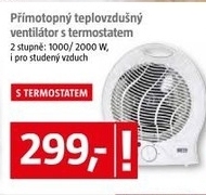 elektrický přímotopný teplovzdušný ventilátor  