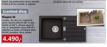 granitový kuchyňský dřez Niagára