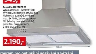 odsávač par Respekta  CH 22078 IX