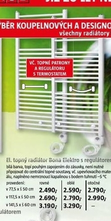koupelnový radiátor Bona Elektro s termostatem