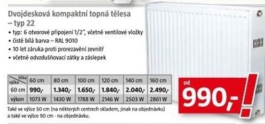 deskový radiátor typ 22 