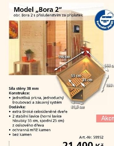 dřevěná sauna Bora 2