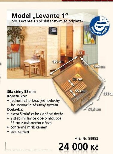 dřevěná sauna Levante 1 