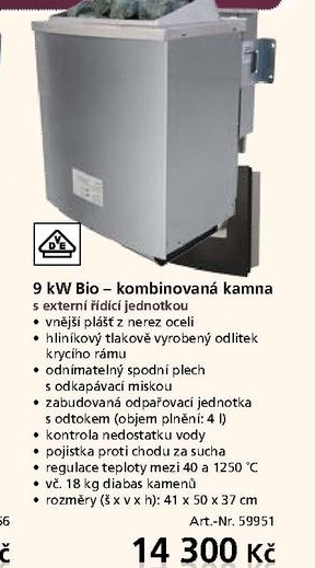 9 kW Bio kombinovaná saunová kamna