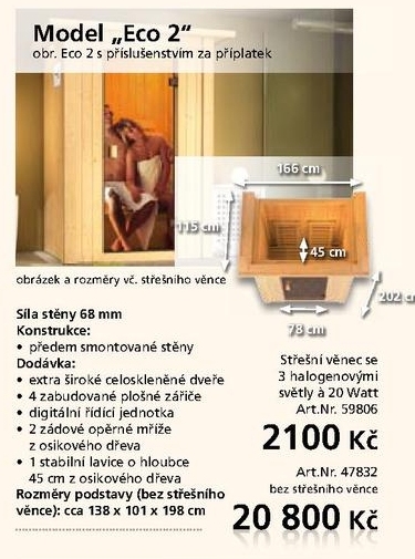 ohřívací infra kabina Eco 2 stěna 68mm
