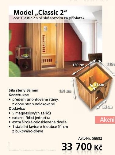 ohřívací infra kabina Classic 2   s bukovou lavicí