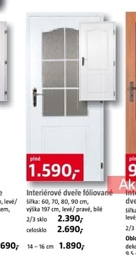 fóliované iteriérové dveře bílé, plné/prosklené