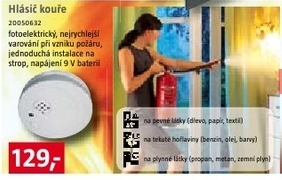 hlásič kouře, napájení  9V baterie