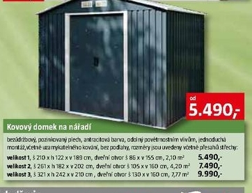 kovový zahradní domek pozinkovaný