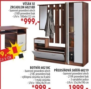 Věšák se zrcadlem 60218D ořech