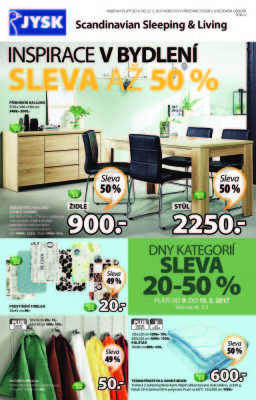 akční leták Jysk 9.2.2017-22.2.2017