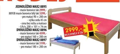 Jednolůžko MAX 2 - 90x200 lak