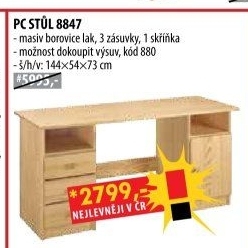 PC stůl 8847 lakovaný