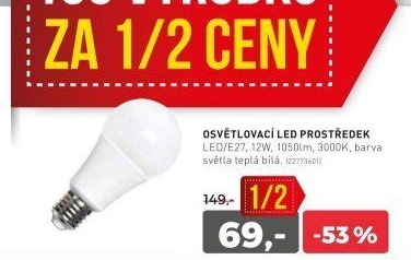 LED žárovka E27 12W 3000K
