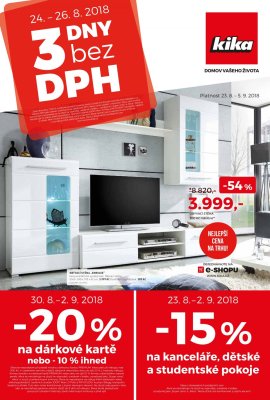akční leták Kika nábytek 23.8.2018-5.9.2018