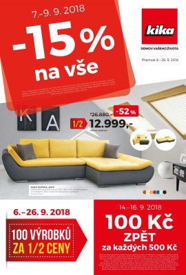 akční leták Kika nábytek 6.9.2018-26.9.2018