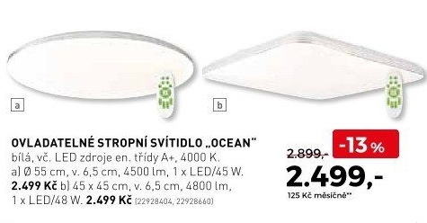 Ovladatelné stropní osvětlení Ocean