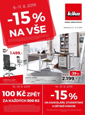 akční leták Kika nábytek 8.8.2019-8.9.2019