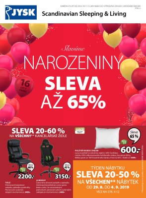 akční leták Jysk 29.8.2019-11.9.2019