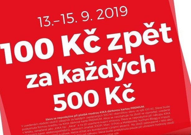 100 Kč zpět za každých 500 Kč