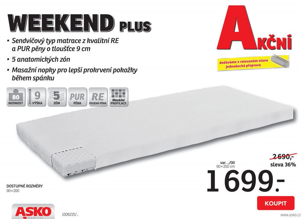 WEEKEND PLUS matrace