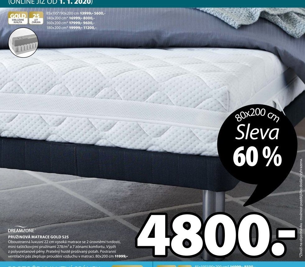 PRUŽINOVÁ MATRACE GOLD S25