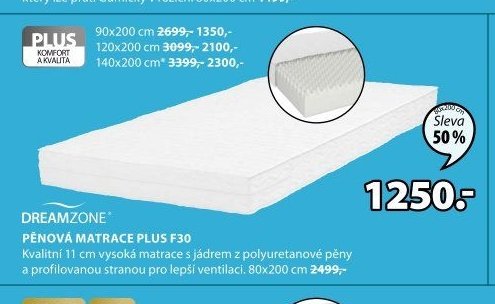DREAMZONE PĚNOVÁ MATRACE PLUS F30