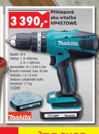 Příklepová aku vrtačka HP457DWE