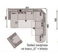 Sedací souprava ve tvaru „U“ + křeslo