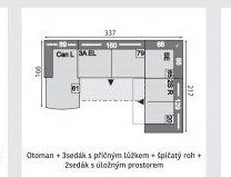 Otoman + 3sedák s příčným lůžkem + špičatý roh + 2sedák s úložným prostorem