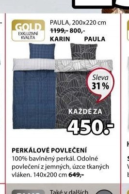 Perkálové povlečení KARIN/PAULA