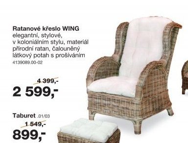 Ratanové křeslo WING