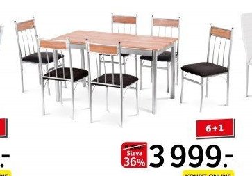 Jídelní set, stůl tmavý ořech/stříbrná