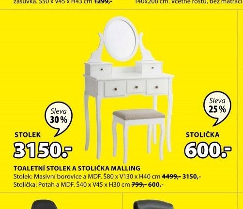 TOALETNÍ STOLEK A STOLIČKA MALLING