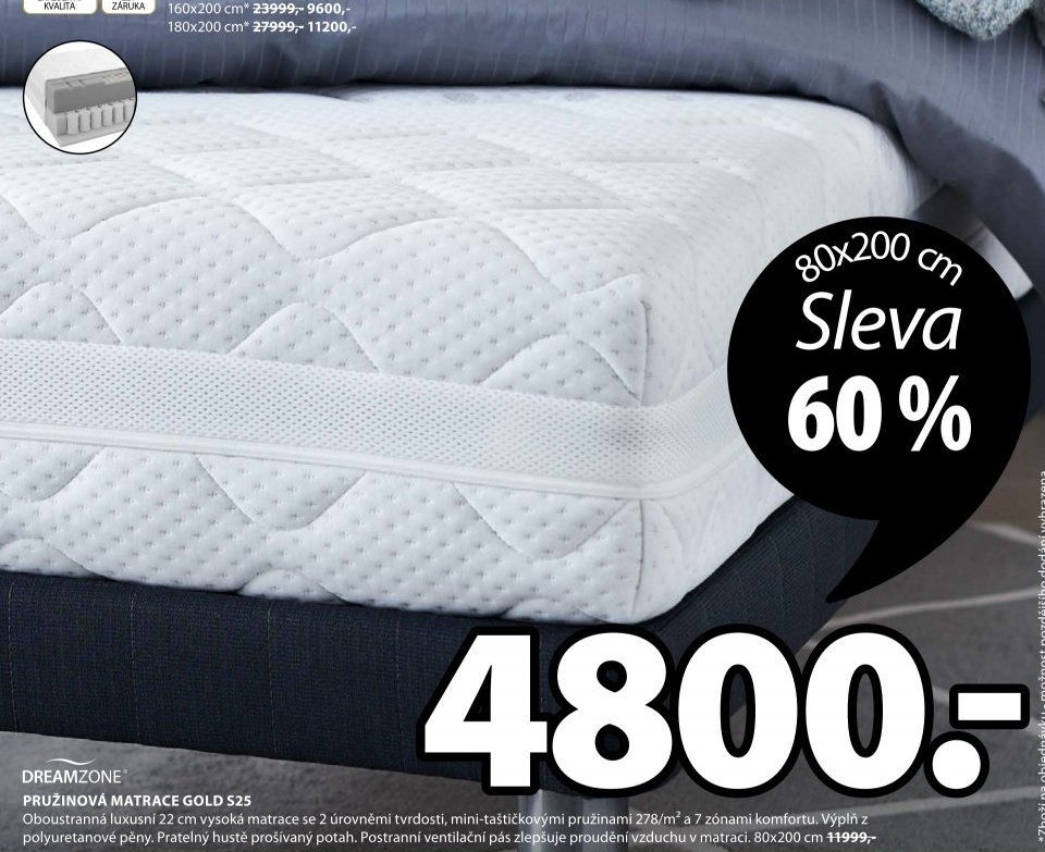 DREAMZONE PRUŽINOVÁ MATRACE GOLD S25