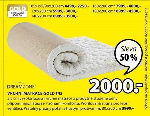 Vrchní matrace Gold T45