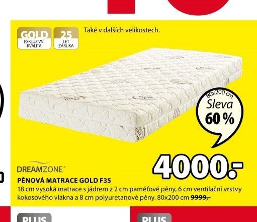PĚNOVÁ MATRACE GOLD F35