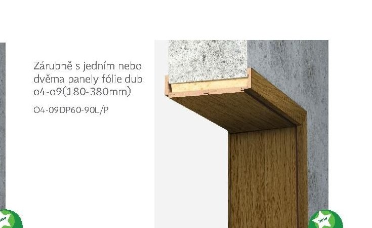 Zárubně s jedním nebo dvěma panely fólie dub 04-09