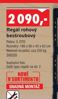 Regál rohový bezšroubový