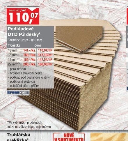 Podkladové DTD P3 desky
