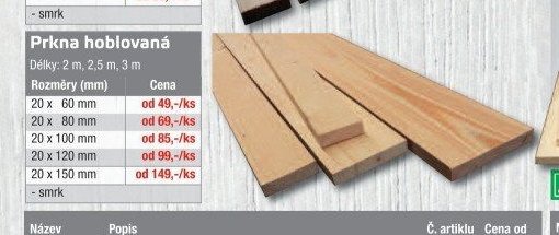 Prkna hoblovaná