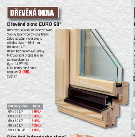 Dřevěné okno EURO 68