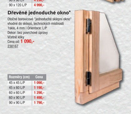 Dřevěné jednoduché okno