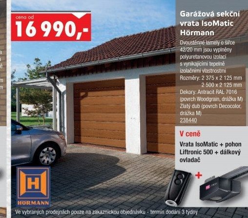 Garážová sekční vrata IsoMatic Hörmann
