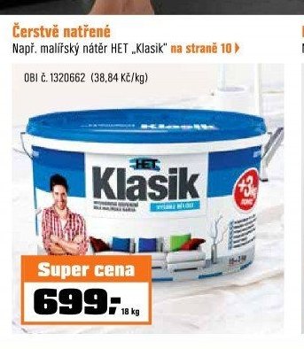 Čerstvě natřené, malířský nátěr HET „Klasik“