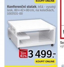 Konferenční stolek, bílá - vysoký lesk