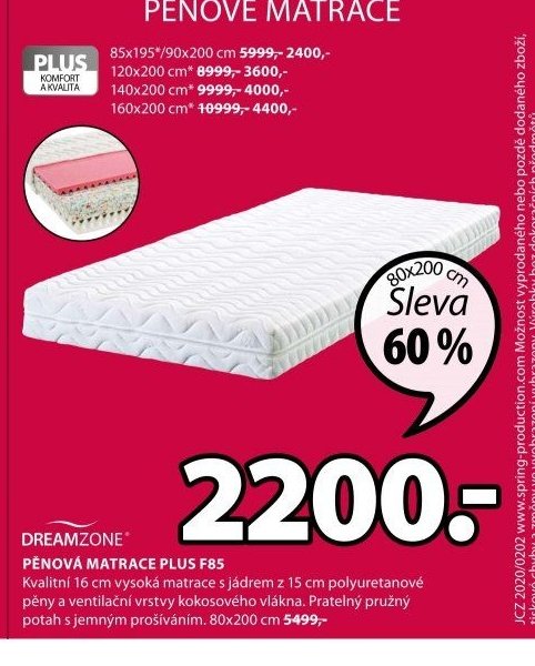Pěnová matrace PLUS F85