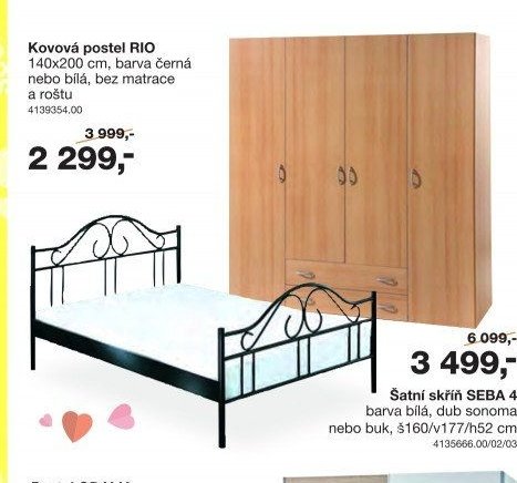 Kovová postel RIO