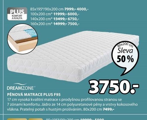 DREAMZONE PĚNOVÁ MATRACE PLUS F95