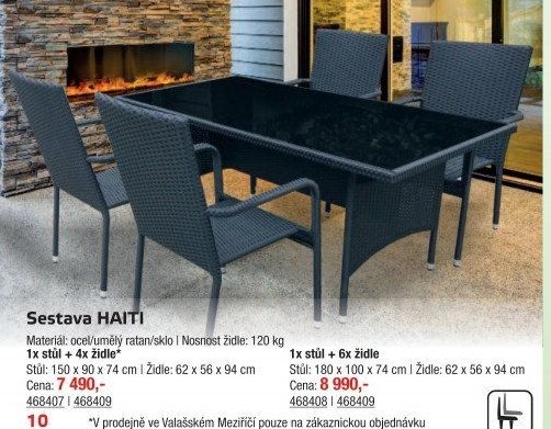 Sestava HAITI 1x stůl + 4x židle